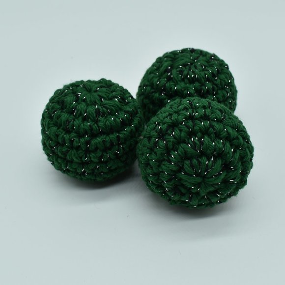 Handcrafted Crochet Catnip Sparkly green  cat toy balls Bundle of three - Picture 4 of 5